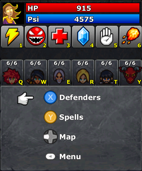 Battle Screen showing gamepad-only navigation menus
